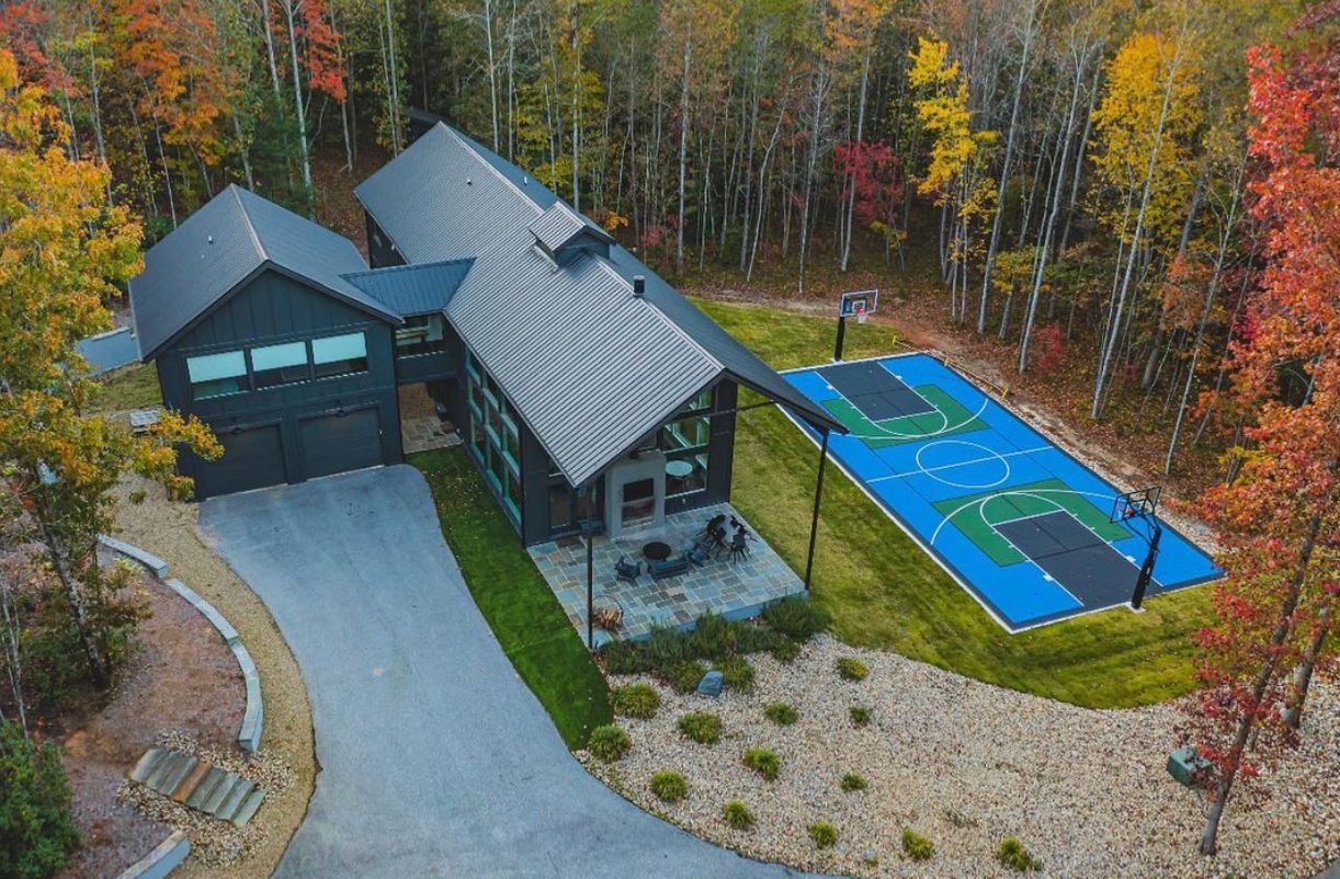 Custom VersaCourt basketball court aerial view Huntersville NC
